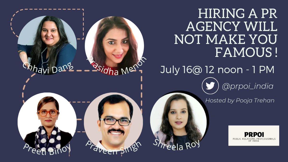 PRPOI (@prpoi_india) on Twitter photo A cracker of a conversation with #PR pros on a topic we all know needs to be done with every brand. Join us as <a href="/PoojaBD/">Pooja Trehan</a> moderates this august #panel this Saturday.
Sassy answers to cheeky questions in store with some straight talking thrown in.
#twitterchat #prpoi #pr A cracker of a conversation with #PR pros on a topic we all know needs to be done with every brand. Join us as <a href="/PoojaBD/">Pooja Trehan</a> moderates this august #panel this Saturday.
Sassy answers to cheeky questions in store with some straight talking thrown in.
#twitterchat #prpoi #pr