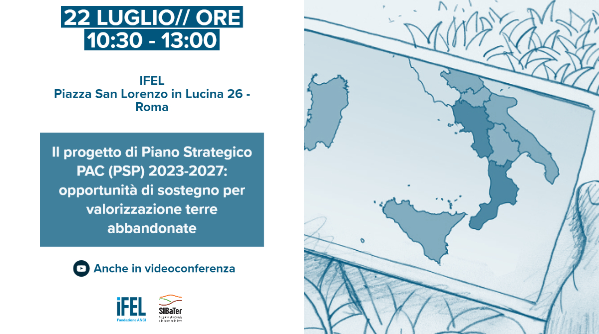 📢"Il progetto di Piano Strategico PAC (#PSP) 2023-2027 e le opportunità di sostegno per valorizzazione terre abbandonate": l'appuntamento col seminario di approfondimento è per il 22 luglio a Roma. 

✏Info e modalità di partecipazione qui 👉 bit.ly/3PasrbO