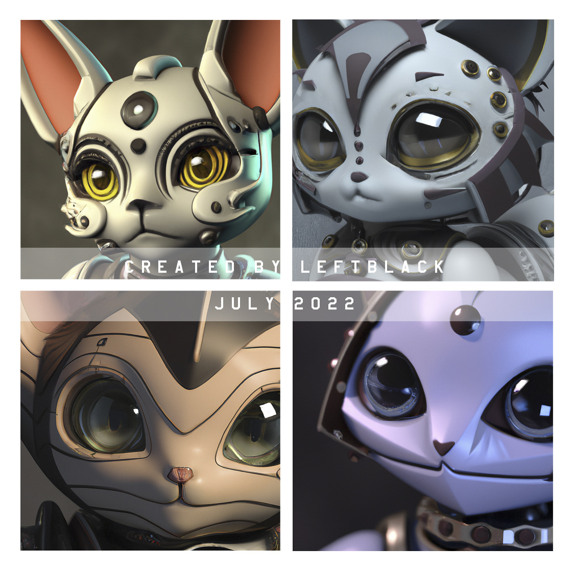 I find the semantic understanding of  #dalle2 is better than other #AI models, I really love my cat 🐱 robots🤖 ! We can see the conception design in these pics, right ? They have soul not just a mess generated by machine any more~