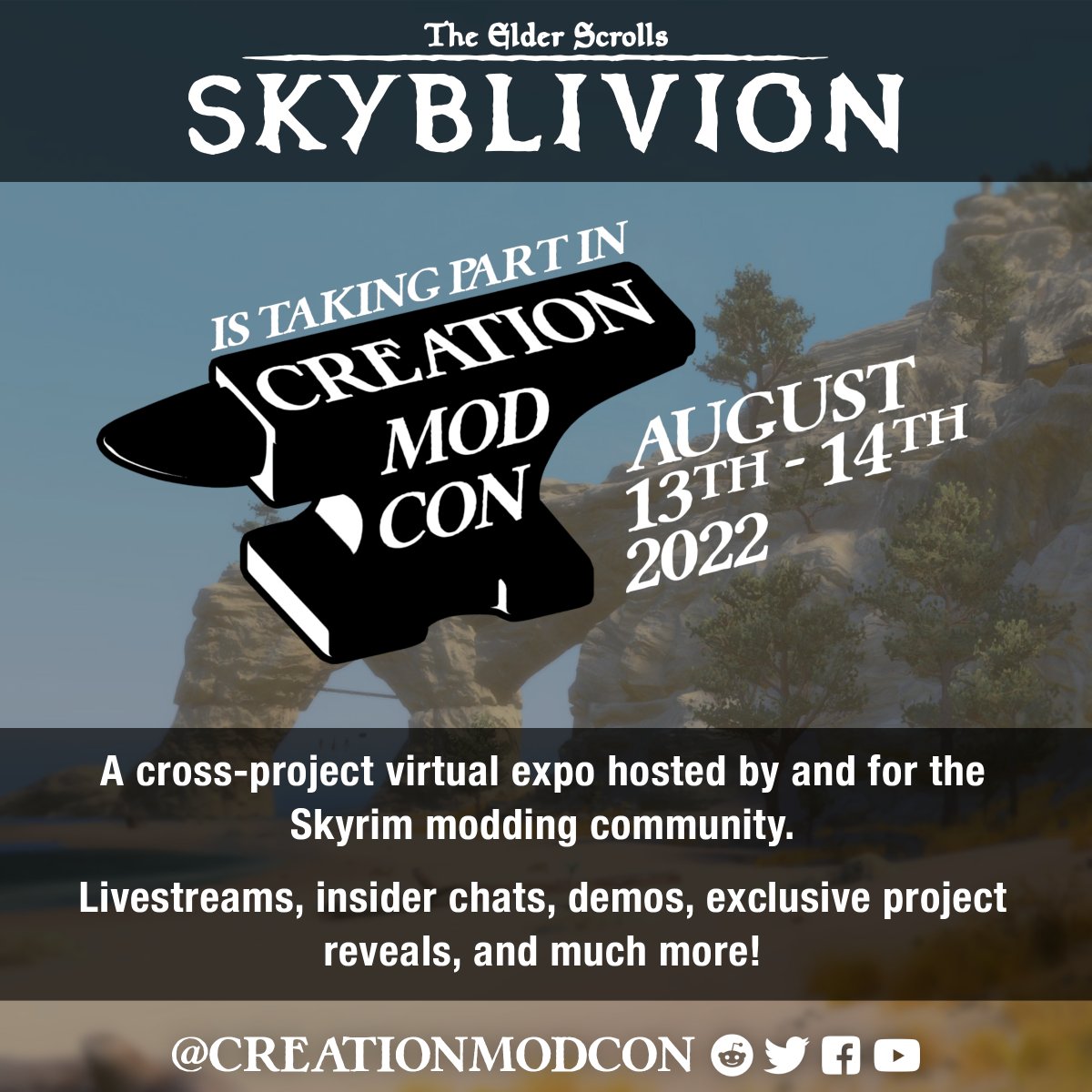 Gameplay showcases, premieres, Q&A's and more. Join us on the weekend of August 13th & 14th for the second @creationmodcon <3