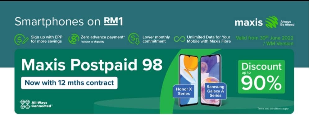 MaxisMeruRaya's tweet photo. Dah claim phone RM 1 korang? Claim cepat, DM kami untuk keterangan lanjut #maxis #maxispostpaid #RM1phone https://t.co/5buy1xUybL