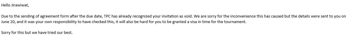 So well, it seems like I will not be going to the WCS my Invitation/Day2/TA is now a void as the ESL said that I haven't sent the agreement form in time (the deadline is 27th June), but I haven't received anything from them until they decided to contact me today.