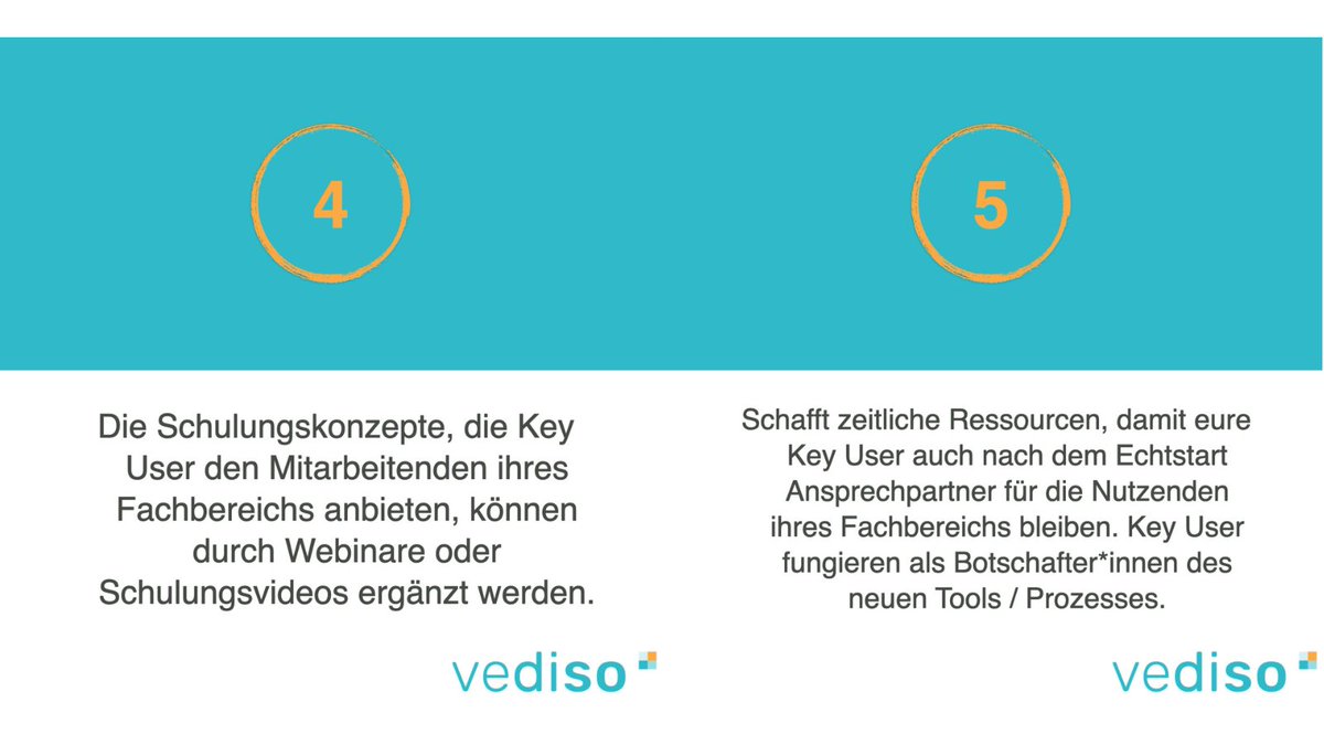 Vediso_eV's tweet image. #Keyuser sind Schlüsselfiguren bei der Einführung digitaler Tools und Prozesse und sie können helfen, #Implementierungsprozesse positiv zu gestalten. Heute haben wir 5 Tipps für euch, wie Rahmenbedingungen aussehen können, damit das gelingt.