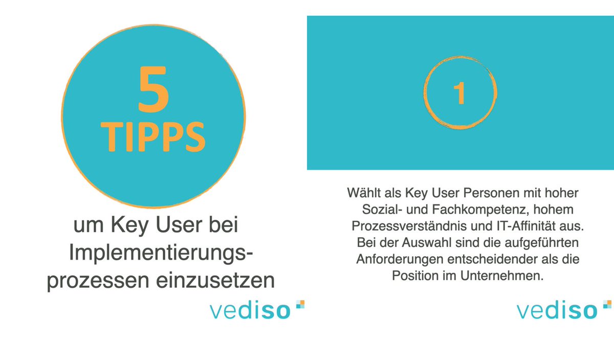 Vediso_eV's tweet image. #Keyuser sind Schlüsselfiguren bei der Einführung digitaler Tools und Prozesse und sie können helfen, #Implementierungsprozesse positiv zu gestalten. Heute haben wir 5 Tipps für euch, wie Rahmenbedingungen aussehen können, damit das gelingt.
