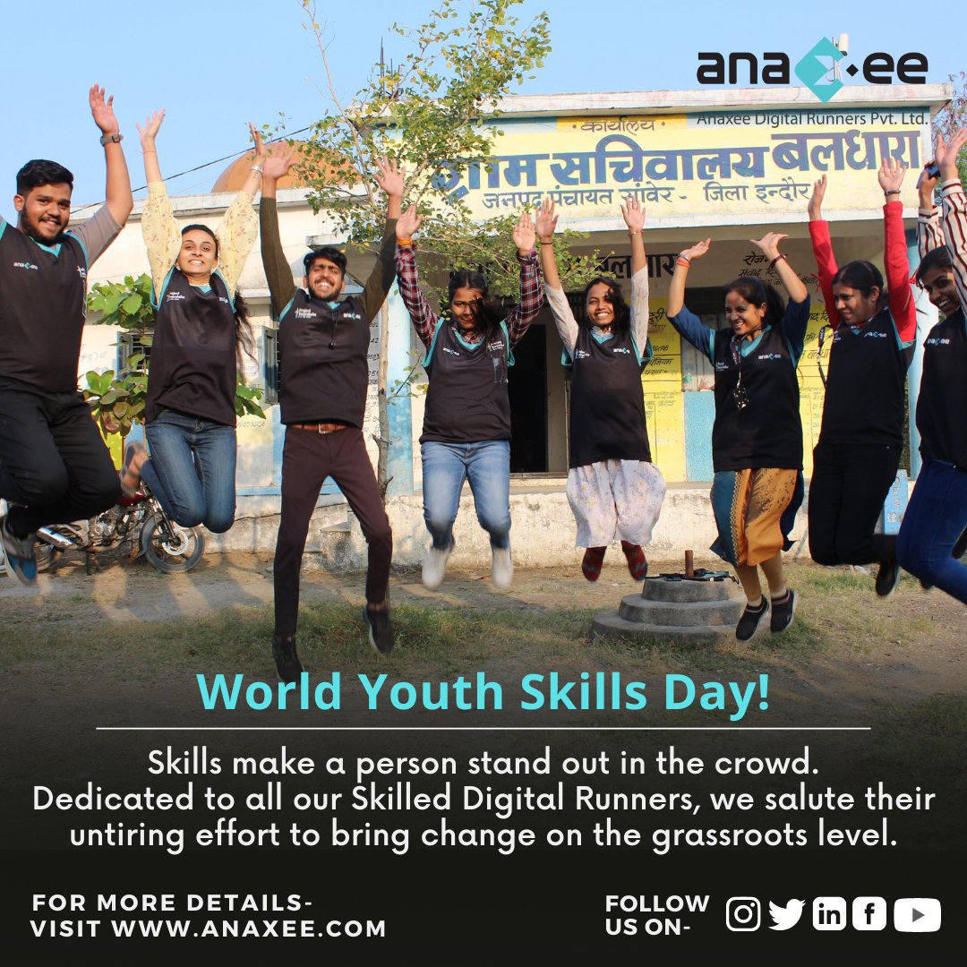Skills make a person stand out in the crowd!
Wishing a very Happy Youth Skill Day to all our Digital Runners. We salute their dedication &amp; untiring effort to bring change on the grassroots level.

#worldyouthskillsday #youth #skills #youthskillsday #friday #digital #runners