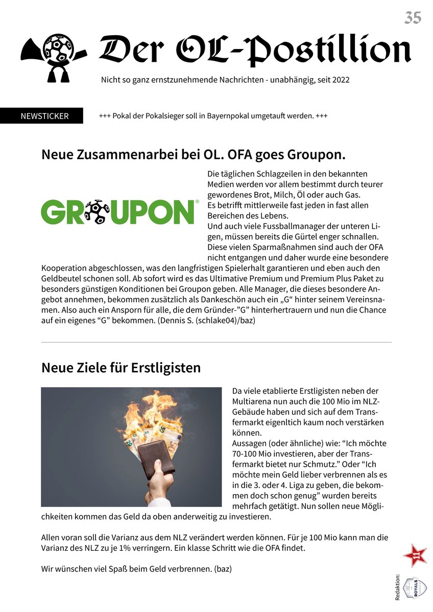 OLPostillion's tweet photo. Endlich mal was für alle armen Manager. https://t.co/TgR5sOPhe1