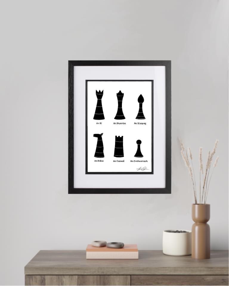 beoigh's tweet photo. This wee popular chess poster shows all the pieces of a chess board and their names in Irish ☘️ #chess #fichille #art #poster #graphic #picture 

https://t.co/GZ2Pm0TWlj https://t.co/WCWwqs8OCb