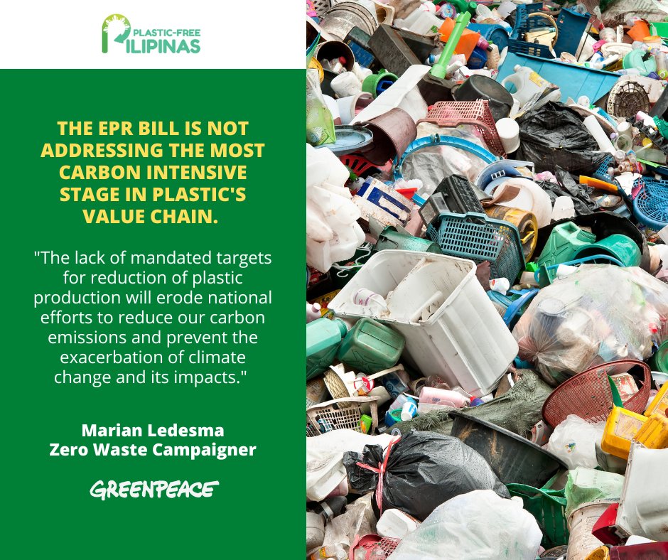 gpph's tweet photo. A sustainable Extended Producers’ Responsibility (EPR) framework should mitigate carbon emissions from plastic’s entire lifecycle. It should include strong mechanisms for reducing plastic production, and reject detrimental practices like thermal treatment.

#PlasticFreePilipinas https://t.co/VjjPrWLdKt