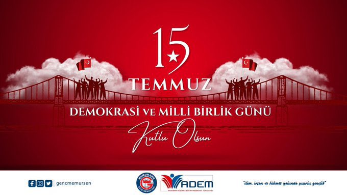 Söz konusu vatansa; susmayı gaflet, tereddüttü zillet, oturmayı ihanet sayacağız. Vatanı koruyup, milli iradeyi savunacağız!

Aziz milletimizin #15Temmuz Demokrasi ve Millî Birlik Günü’nü kutluyor, iman ve vatan uğruna can veren kahraman şehitlerimizi rahmetle yâd ediyoruz. 🇹🇷