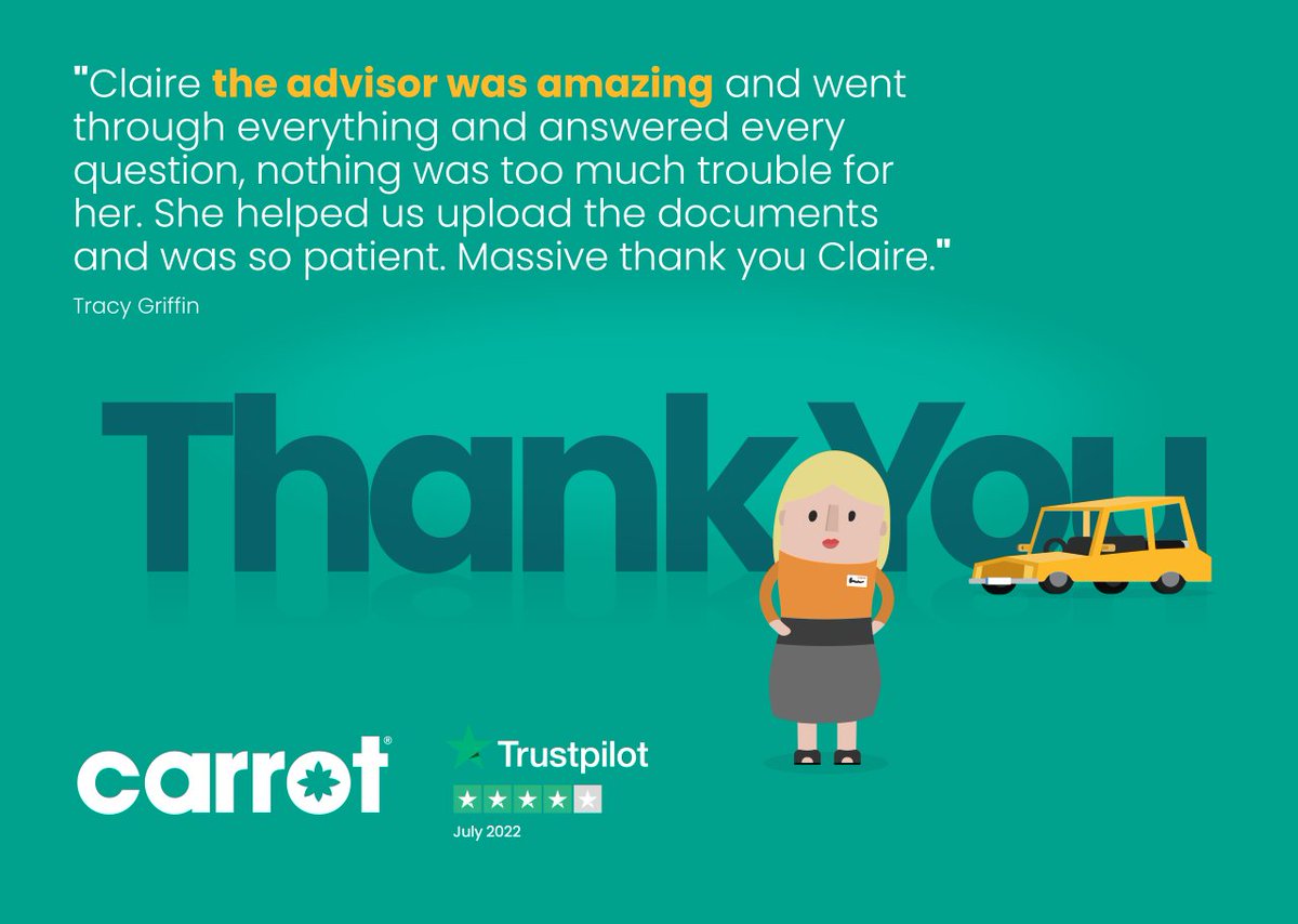 Another satisfied customer, thanks to everyone for their great reviews! 😊🥕🚗
#carrotinsurance #customerreviews #customerexperience