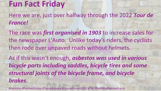 PAGroupUK's tweet photo. #asbestos #FunFactFriday #TourdeFrance #TourDeFrance2022 #TdF #IWanttoRidemyBicycle https://t.co/QL6XHw499i