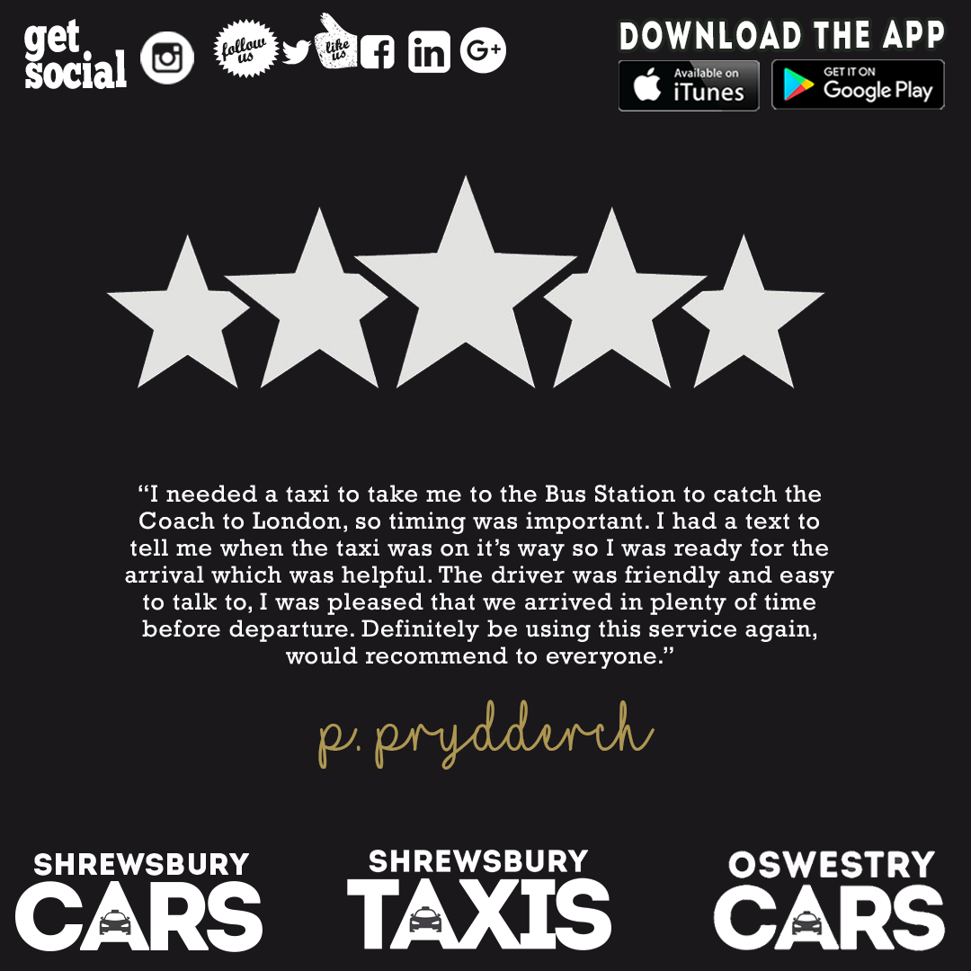 Real Customers, Real Reviews and Really, Really GREAT SERVICE ✨

Looking for professional, local + reliable travel? Here's all the deets you need ⤵️

📞01743 24-24-24
 🍎 apple.co/2RAxCp2 or 👾 bit.ly/2NNA36H

#liketaxisbutwaybetter #shrewsbury #besttaxisintown