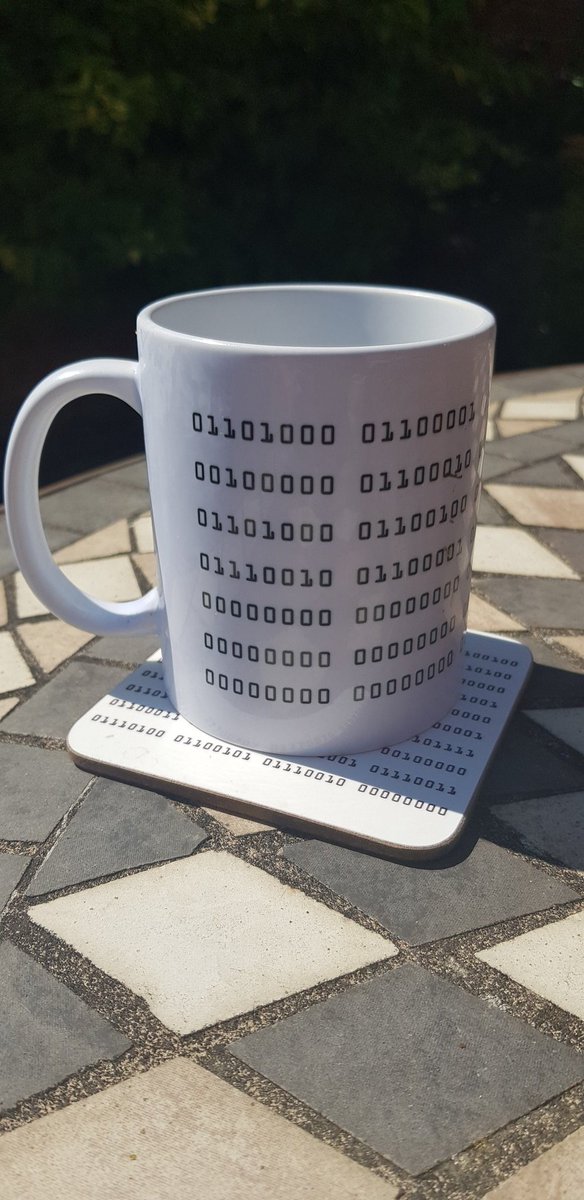 pandamotion2's tweet image. The binary code mug has been a popular gift for teachers for the past 2 weeks. There is JUST enough time to order one in time for end of term. Or upgrade to express delivery. Also available as a coaster and as a gift set.#binarymug #computercode #giftideas etsy.me/3o7nyVk