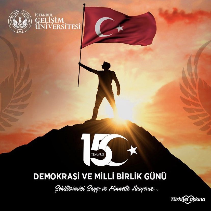 15 Temmuz Demokrasi ve Milli Birlik Günü'nde şehit ve gazilerimizi saygıyla anıyoruz. 

#15Temmuz  #TürkiyeAşkına