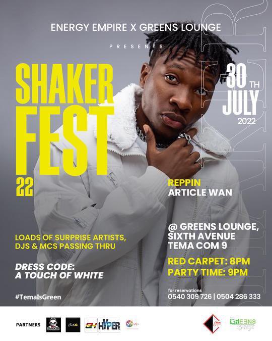 Kaysitsofe's tweet photo. . @articlewani repping this year’s #SHAKERFEST 22 Live Tema @greens_lounge #shakerfest22 #nightlife #temaisgreen https://t.co/OFNIEd5mRV
