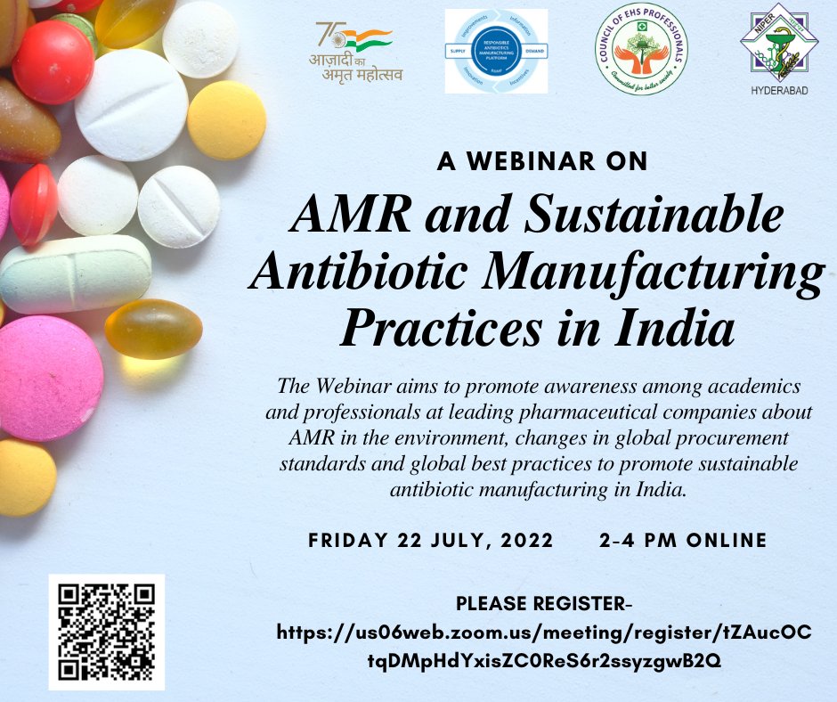 NIPERHyd's tweet photo. #Webinar on #AMR and Sustainable #Antibiotic #ManufacturingPractices in #India
Friday 22 July, 2022 2-4 pm Online
Register-https://t.co/TSbNeLvkHc
@Pharmadept @mansukhmandviya @OfficeOf_MM @bhagwantkhuba @rajneeshtingal @satishkreddy https://t.co/04iktkyxoe