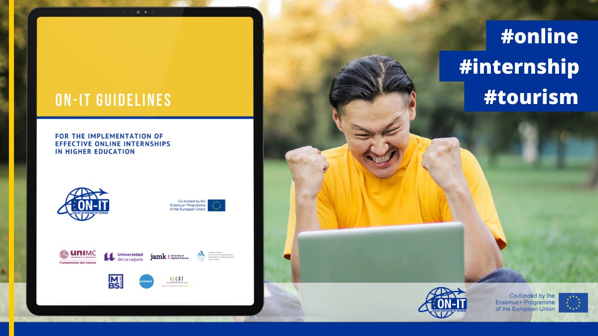 📣 The ON-IT Guidelines are freely accessible online! 👉 zenodo.org/record/6807507… Recommendations for quality #online and blended #internships 👩‍💻 at your fingertips!

#europe #digitalisation #digitalskills #ErasmusPlus #tourism #onlinelearning #highered #internship #university