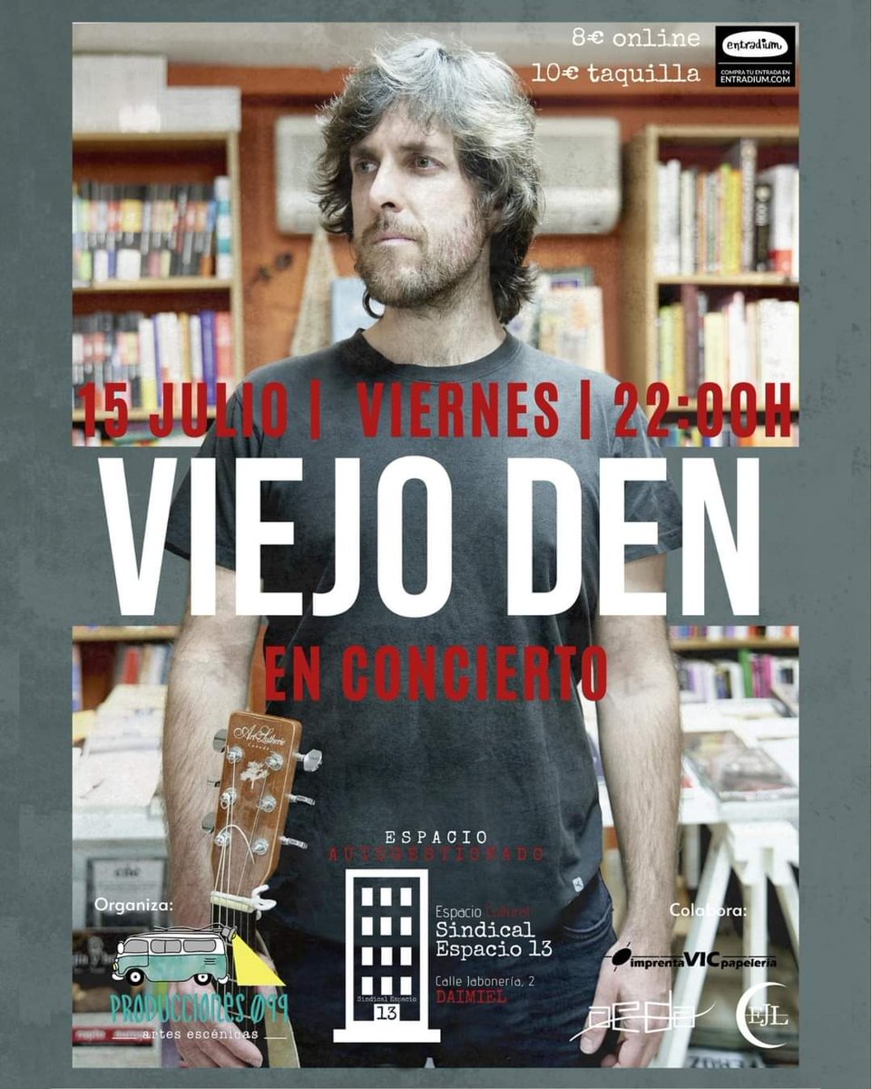 | 𝗩𝗜𝗘𝗝𝗢 𝗗𝗘𝗡 |

🍻Y además, durante el concierto podrás tomarte algo fresquito.

🎟️Entradas a la venta
entradium.com/es/events/viej…

#sindicalespacio13 #se13 #daimiel #cultura #programacion #viejoden #concierto #programaciondaimiel

@sindicalespacio13
@anibal_teatro
<a href="/viejoden/">Viejo Den</a>