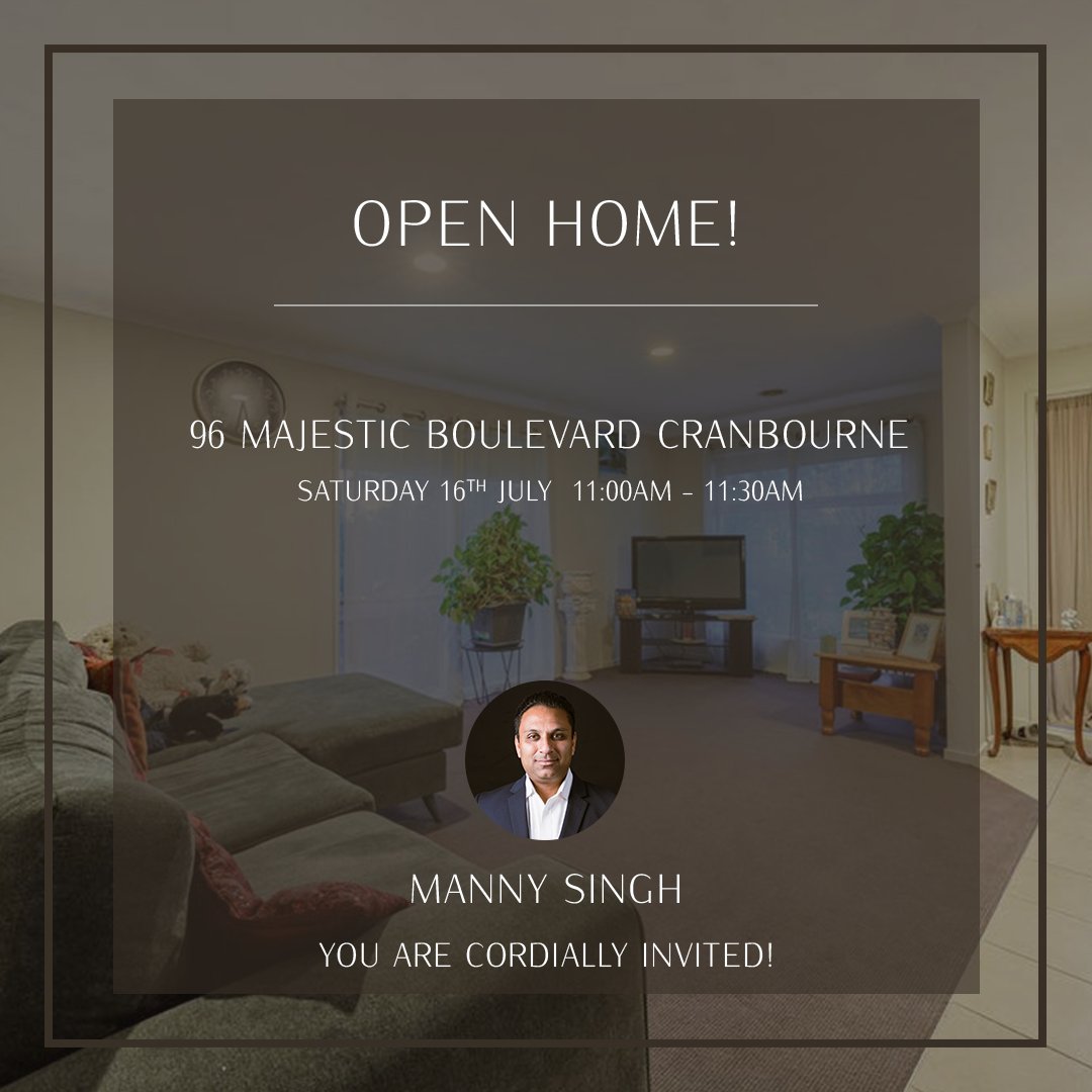 Manny Singh (@_manny_singh) on Twitter photo โผ๏ธ Open Home Inspection โผ๏ธ
๐ 96 Majestic Boulevard Cranbourne
3๐๏ธ 1๐ 2๐
Property Link:
mannyrealestate.com.au/property/96-maโฆ
Contact Manny Singh for more information:
๐ฑ 0423 277 447
๐ง manny.singh@freedomproperty.com.au
#openhome #Cranbourne โผ๏ธ Open Home Inspection โผ๏ธ
๐ 96 Majestic Boulevard Cranbourne
3๐๏ธ 1๐ 2๐
Property Link:
mannyrealestate.com.au/property/96-maโฆ
Contact Manny Singh for more information:
๐ฑ 0423 277 447
๐ง manny.singh@freedomproperty.com.au
#openhome #Cranbourne