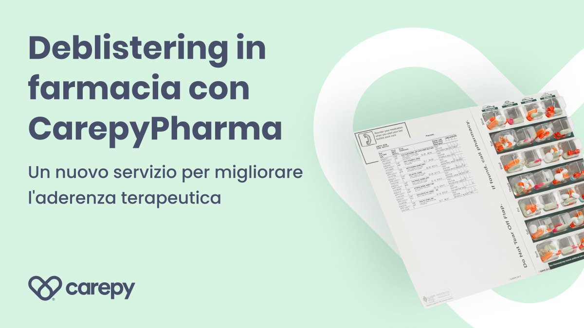 Sono tanti i servizi complementari all'#aderenzaterapeutica, come il deblistering, che aiutano i pazienti a seguire la cura. Per questo abbiamo creato una  guida per chi sta valutando di attivare questo servizio in #farmacia 👉carepy.com/il-deblisterin…