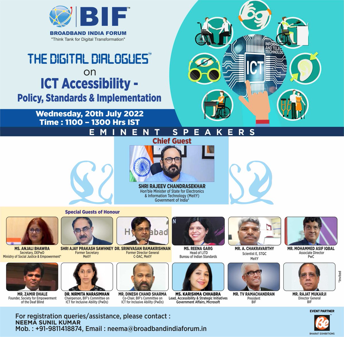 ConnectBIF's tweet photo. Catch #TheDigitalDialogues @ 11 am on 20 July 2022, on #ICT #Accessibility: #Policy, #Standards & Implementation of adopted Standards for Persons with #Disabilities #PwDs & the elderly, with learned #Expert Speakers frm #Govt & #Industry
Register to join: https://t.co/l1jQq5QPId https://t.co/X1TaV2uwFa