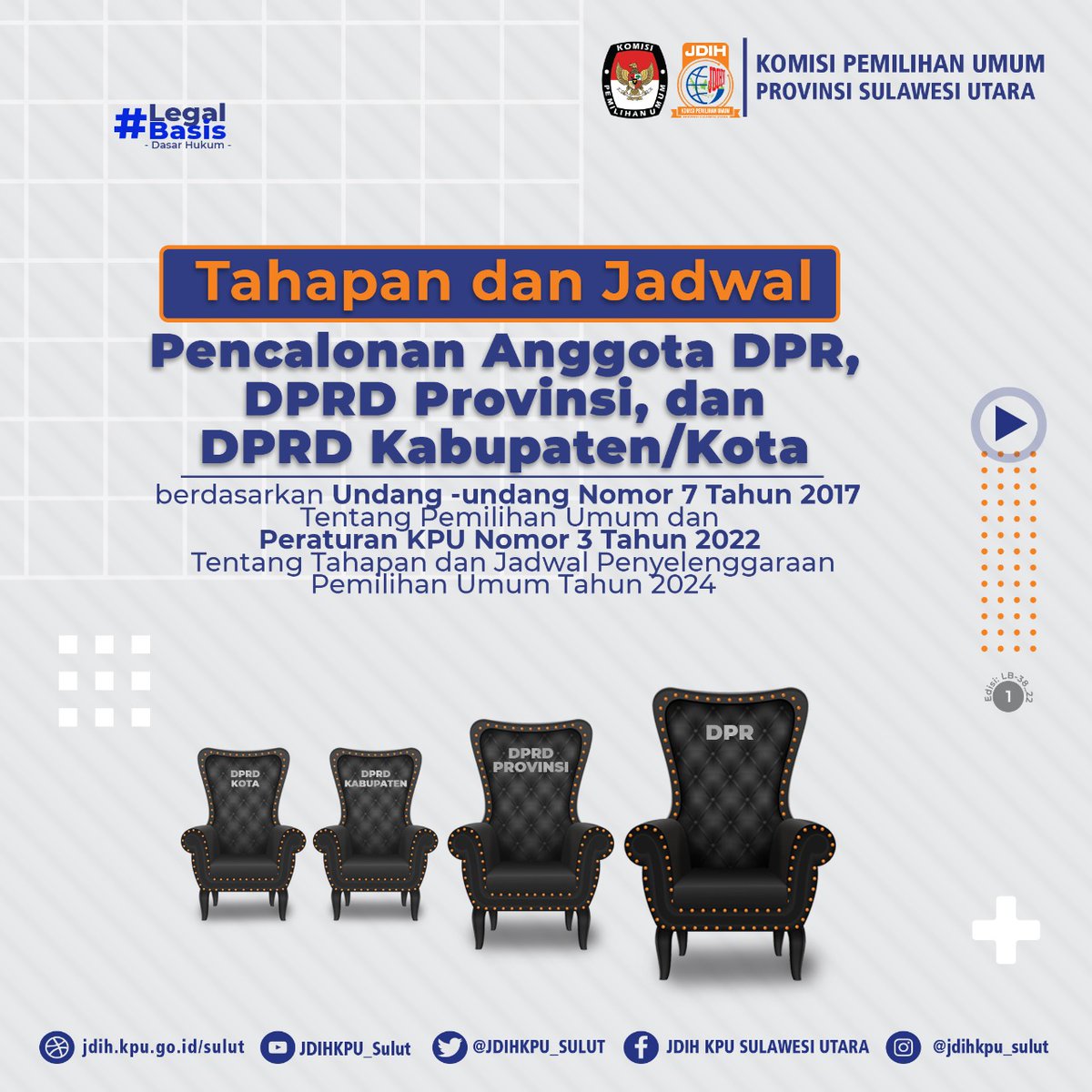 JDIHKPU_SULUT's tweet photo. #SobatJDIH
Selamat Sore Sobat JDIH KPU 🤩🙏🏻
 Yuk cari tau kapan Jadwal Pencalonan Anggota DPR, DPRD Provinsi dan DPRD Kabupaten/Kota ? #legalbasis seri 38 akan mengulas tentang Tahapan dan Jadwal Pencalonan Anggota DPR, DPRD Provinsi dan DPRD . Yuk Simak grafis berikut ini https://t.co/aPuYRx7121