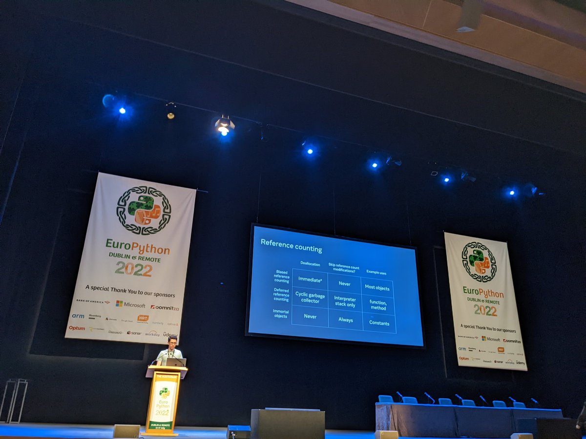 pauloxnet's tweet photo. I'm attending the keynote "Multithreaded Python without the GIL" by Sam Gross @colesbury (from @MetaOpenSource and @PyTorch) at #EuroPython2022 🇪🇺

Larry Hastings introduced the keynote,  citing his work on #gilectomy 🐍

#python #gil #nogil #lock #multiprocess

CC @europython https://t.co/6xZHbMLMSi