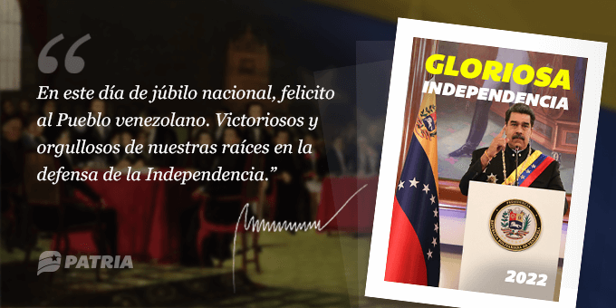 #ÚLTIMAHORA || Hasta el día de hoy será la asignación del Bono Gloriosa Independencia 2022 enviado por nuestro Pdte. <a href="/NicolasMaduro/">Nicolás Maduro</a> a través del Sistema <a href="/CarnetDLaPatria/">Carnet de la patria</a>.

<a href="/MSVEnLinea/">Somos Venezuela | MSVEnLinea</a> #TuiteroPatria #15Jul #CrecimientoProductivo
