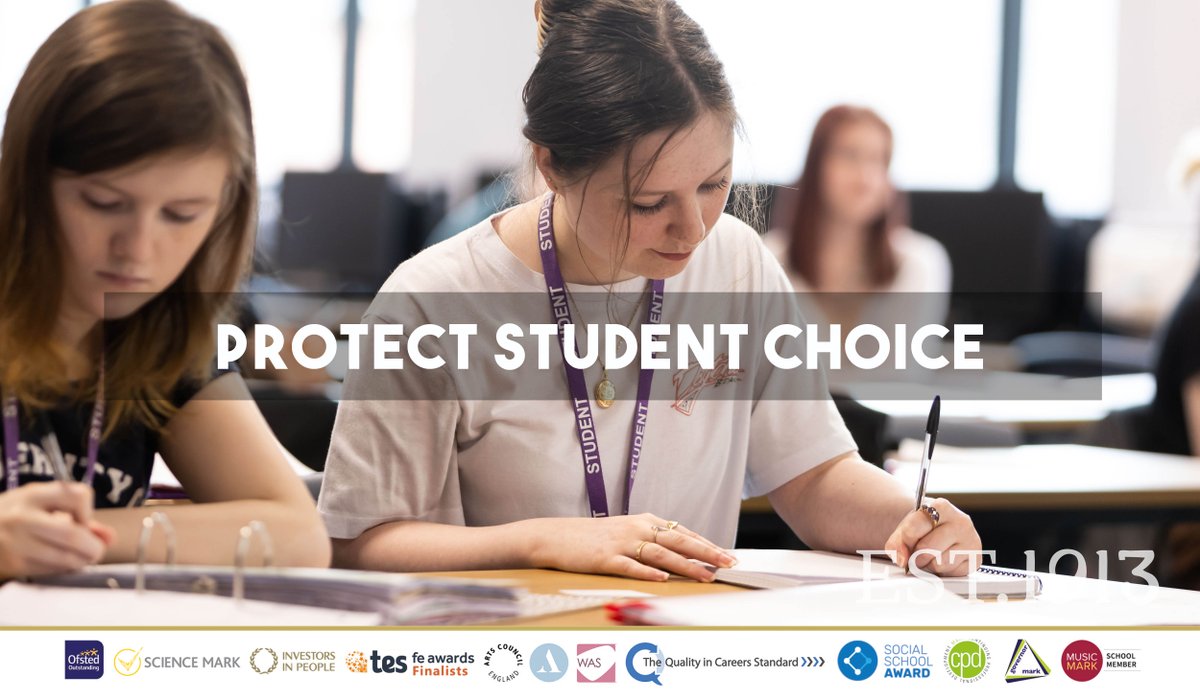 DSFCOfficial's tweet photo. PROTECT STUDENT CHOICE: 👍🏻

We support the @SFCA_info in their campaign to #ProtectStudentChoice. 

Every year, hundreds of @DSFCOfficial students successfully achieve their #ProgressionGoals after completing BTEC courses with us.

#ProtectStudentChoice https://t.co/PsEx6kZHLr