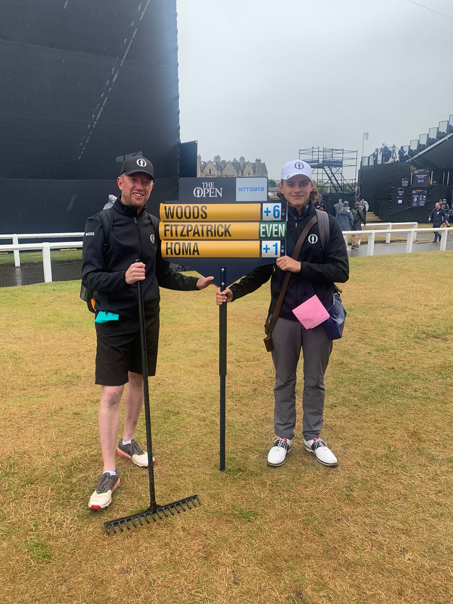 It's <a href="/George_Watton/">George Watton</a> on bunker raking duty for the #Fitzpatrick, #Homa, #TigerWoods game today at <a href="/TheOpen/">The Open</a> .

#greenkeeper #greenkeeping #bunkers #TheOpen2022 #TheOpen #thankagreenkeeper