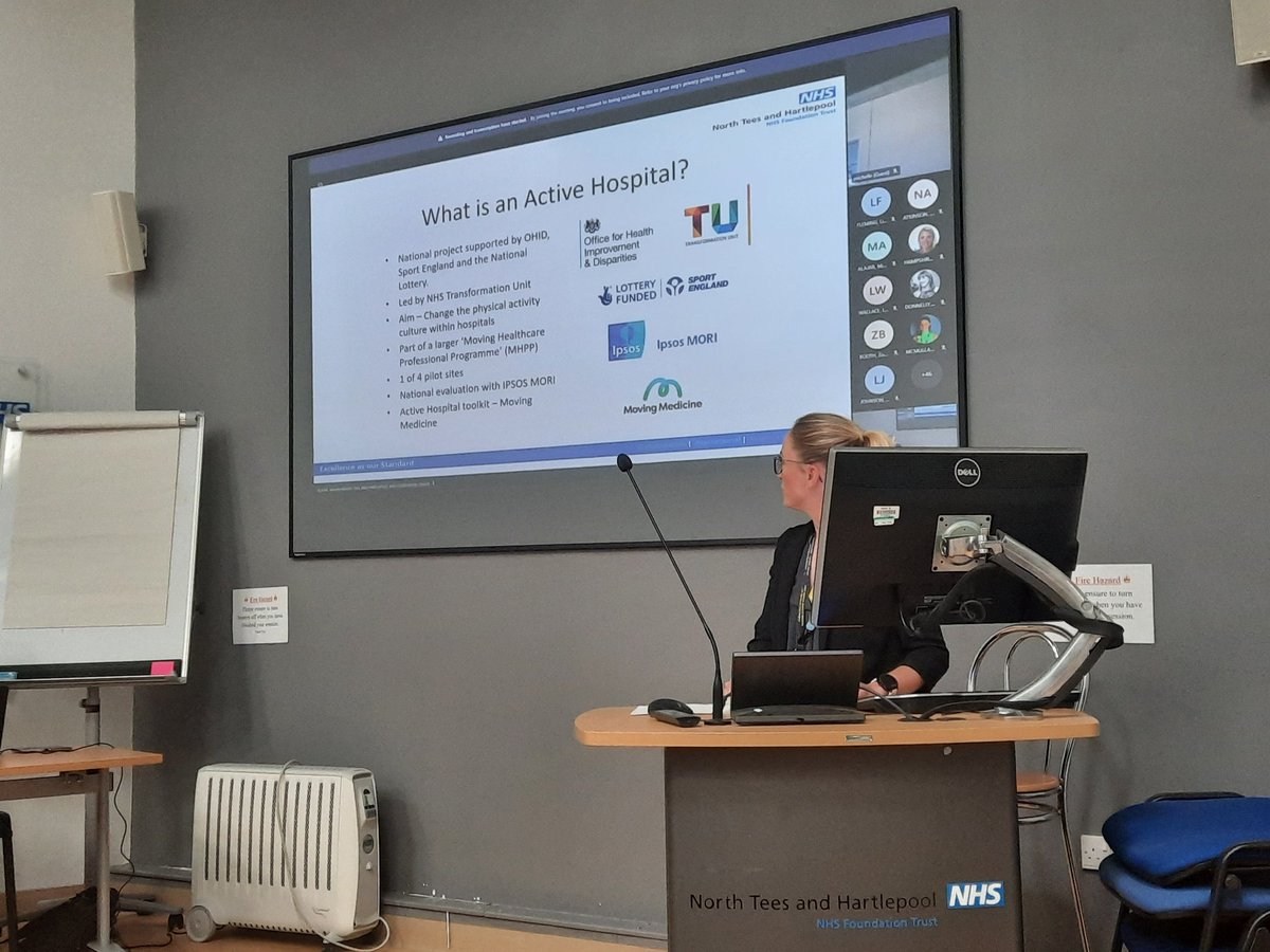 NTeesHpoolNHSFT's tweet image. Leanne Mitchell is discussing our status as an Active Hospital and how our colleagues help to motivate physical activity in our patients by #MakingEveryContactCount.

#CelebratingExcellenceNTH22  #QualityImprovementNTH22