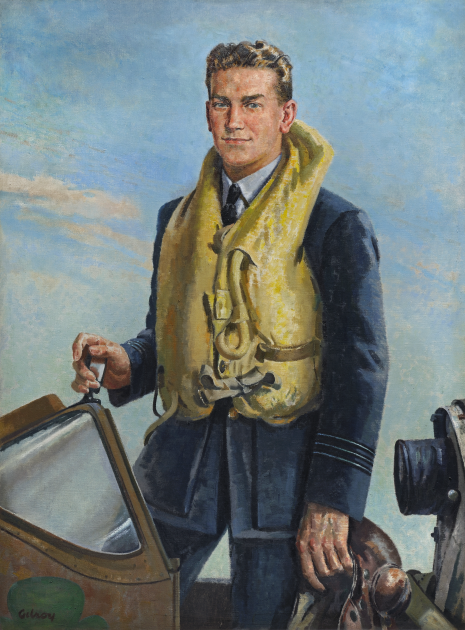 RAFMUSEUM's tweet photo. #ObjectOfTheDay : Brendan #Finucane, DSO, DFC. A painting by Gilroy, and part of our Fine Art Collection. It shows the Irishman in a Spitfire cockpit wearing uniform, life jacket and holding his flying helmet. (FA03404) Don't forget today's virtual lecture https://t.co/4i9oQpGLTg https://t.co/tXWpLPRFKB