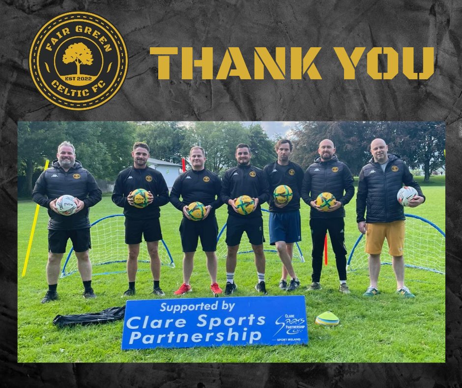 fairgreenfc2022's tweet photo. Everyone at Fair Green Celtic FC would like to say a huge THANK YOU to Clare Sports Partnership for their support. The grant we received for the purchase of training equipment has been extremely helpful to our new club and is very much appreciated
#activeclare
#Claresport https://t.co/eqeDr3J4RR