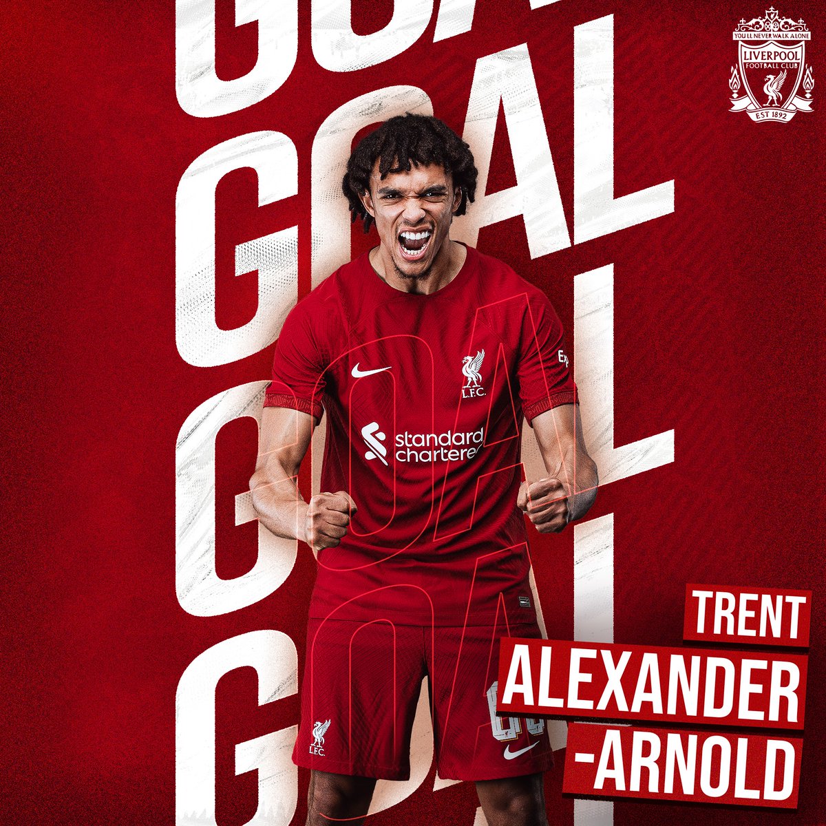LFC's tweet photo. YESSSSSSSSSS!!!!!!! TRENT OPENS THE SCORING!!!!!!!!!!! https://t.co/PwX01x6l1j