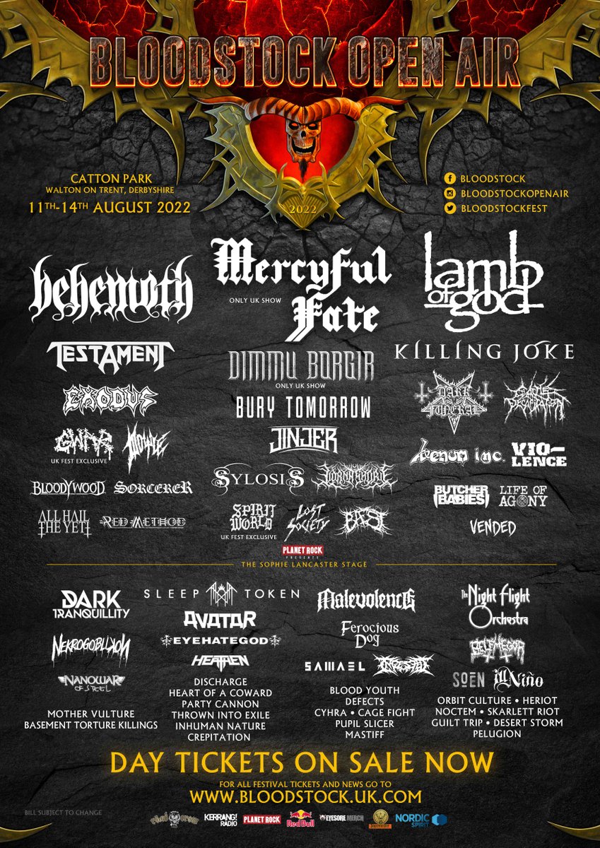 BLOODSTOCKFEST's tweet photo. LINE UP CHANGE! 

Unfortunately Sacred Reich can no longer make this year‘s Bloodstock festival, however we are over the moon to confirm their replacement will be @Sylosis 🤘🔥 https://t.co/YkpnEvEtVd