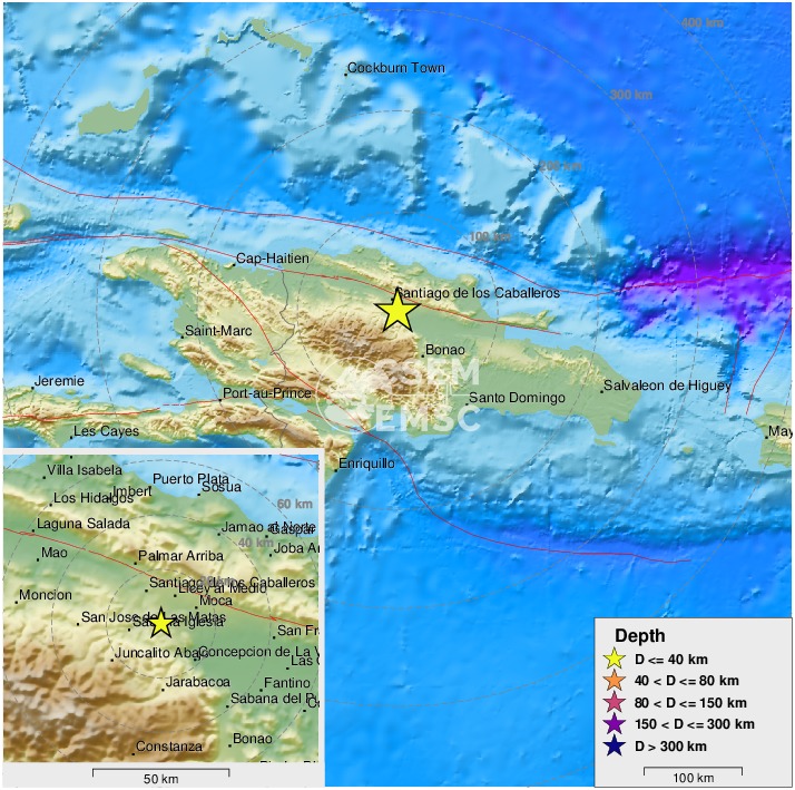 LastQuake's tweet photo. 🔔#Earthquake (#sismo) M4.0 occurred 13 km SE of Santiago de los Caballeros (Dominican Republic) 12 min ago (local time 04:53:26). More info at:
📱https://t.co/LBaVNdVFgz
🌐https://t.co/3mRYRcJm5b
🖥https://t.co/Fcc3dku1ve https://t.co/2fgCS41mvz