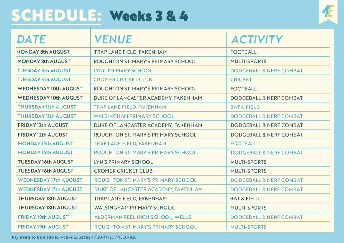 ActivEducation1's tweet photo. Summer Camps are just 10 days away with so many camps available in Norfolk throughout the summer holidays
#activekidsarehealthykids
#summer
#schoolholidays
#roughton
#stalham
#happisburgh
#northwalsham
#norfolk
#sport
#football
#summerholidays
#children https://t.co/xv7uANS7ME