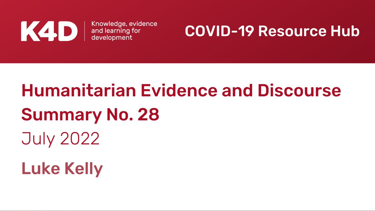 K4DD (@k4d_info) on Twitter photo LATEST HUMANITARIAN EVIDENCE & DISCUOURSE SUMMARY IS OUT.📝
New reports & analysis on #humanitarian and #conflict issues are summarised by @lukeakelly87. This includes outputs by <a href="/hpg_odi/">HPG (now on Bluesky: hpg-odiglobal.bsky.social)</a>, <a href="/ODI_Global/">ODI Global | odi-global.bsky.social</a>, <a href="/HumOutcomes/">HumanitarianOutcomes</a>, <a href="/Refugees/">UNHCR, the UN Refugee Agency</a> & others.
Take a look:👉opendocs.ids.ac.uk/opendocs/handl… LATEST HUMANITARIAN EVIDENCE & DISCUOURSE SUMMARY IS OUT.📝
New reports & analysis on #humanitarian and #conflict issues are summarised by @lukeakelly87. This includes outputs by <a href="/hpg_odi/">HPG (now on Bluesky: hpg-odiglobal.bsky.social)</a>, <a href="/ODI_Global/">ODI Global | odi-global.bsky.social</a>, <a href="/HumOutcomes/">HumanitarianOutcomes</a>, <a href="/Refugees/">UNHCR, the UN Refugee Agency</a> & others.
Take a look:👉opendocs.ids.ac.uk/opendocs/handl…