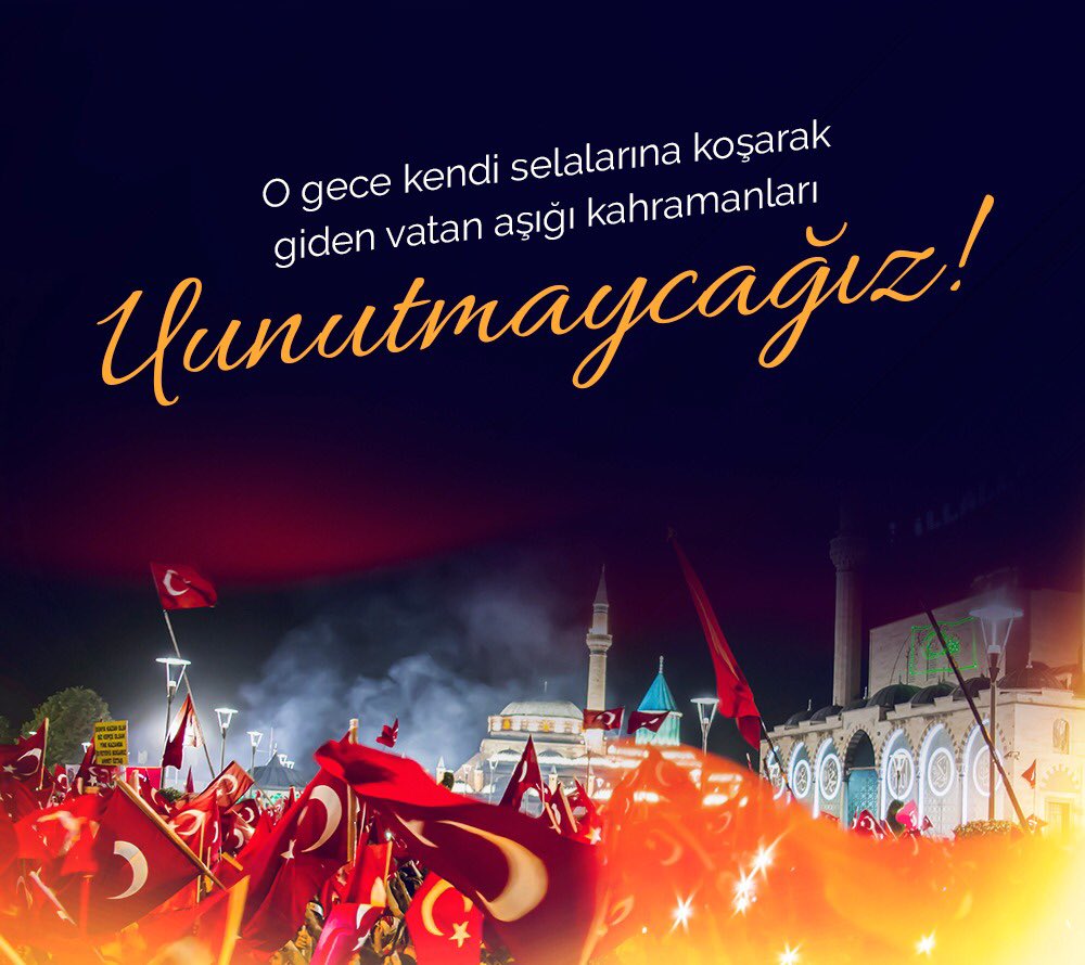 Sela Okuyanların batıla karşı zaferi.
15 Temmuz .
Unutmayacağız .
Unutturmayacağız .
15 Temmuz Şehitlerimizi Rahmet ve Minnetle Anıyoruz.