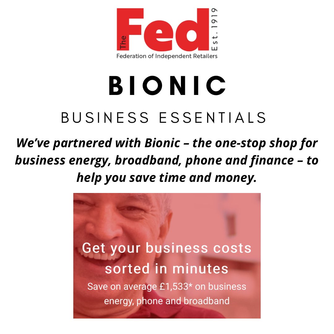 TheFedKayleigh's tweet photo. 📌Due renewal on any of your store utilities? 

The Fed are working with Bionic Business Essentials to bring you savings where it matters.

#TheFed #ContactUs #JoinToday #IndependentRetailers #SaveMoney https://t.co/4HEtcvEOsh