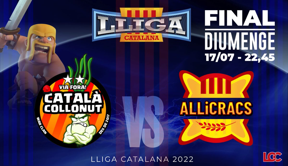 Aquest diumenge defensem el títol de la <a href="/lligacatclash/">Lliga Catalana Clash</a>!!!
GG <a href="/Catala_Collonut/">Català Collonut War Clan⭐⭐⭐</a>!!!
