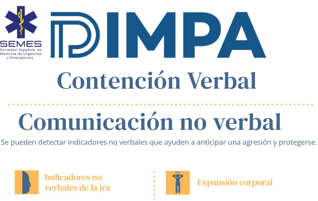 SEMES_'s tweet photo. Infografía #DIMPA de @SanidadS: 🗨️lenguaje verbal y no verbal. Conoce indicadores para predecir una agresión y técnicas de contención verbal para pacientes agitados.
➕Accede a la infografía completa en: https://t.co/9cR2pyIMZ5 https://t.co/WfpOEuv4vr