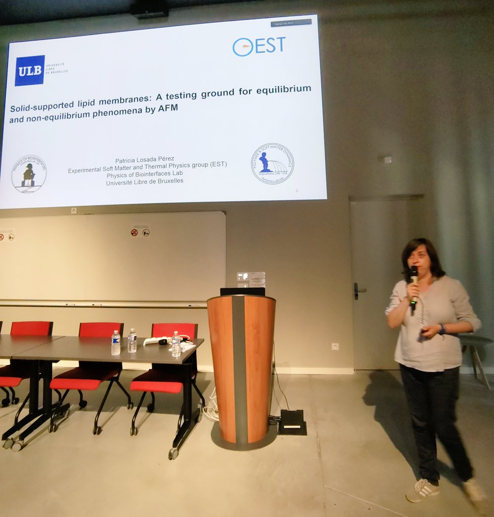 felix_rico's tweet photo. Closing lecture of the #afmbiomedschool by Patricia Losada on supported lipid bilayers as a model system to understand equilibrium and non equilibrium processes, phase separation and even  cicadas sweating @FM4B_Lab https://t.co/6WQUTUzyBO