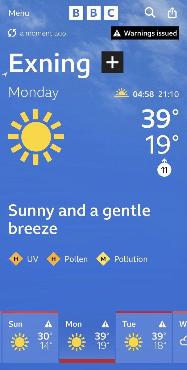I’m struggling to see how anything but bad news can come out of racing in certain parts of the UK on Monday &amp; Tuesday with these temperatures forecast.
Surely for the benefit of horses &amp; humans in the industry we can all afford a couple of blank days 🙏🏻