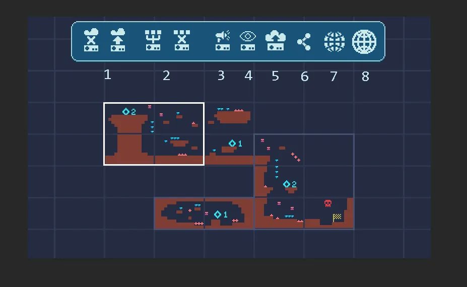 play_moddy's tweet photo. Working on editor game map. Some complex stuff needs to be compact, clean yet functional and usable. It takes a few iterations and you don't know if UX is any good until you implement and test it! #gamedev #indiegamedev #uidesign #uxdesign #pixelart #pixelgame #playmoddy #moddy https://t.co/P971CfDFfm