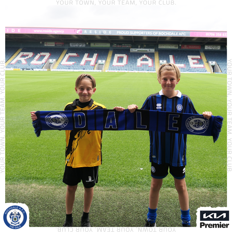officiallydale's tweet photo. Dale fans Mason &amp; Benjamin, who are 10-years-old, are running 30 laps around the @CrownOil Arena pitch today 🏟️

They're raising funds for St Nicholas children’s hospital in Lviv, Western Ukraine, which has been affected by the ongoing conflict 💙

All the best, lads! 🤝

#RAFC