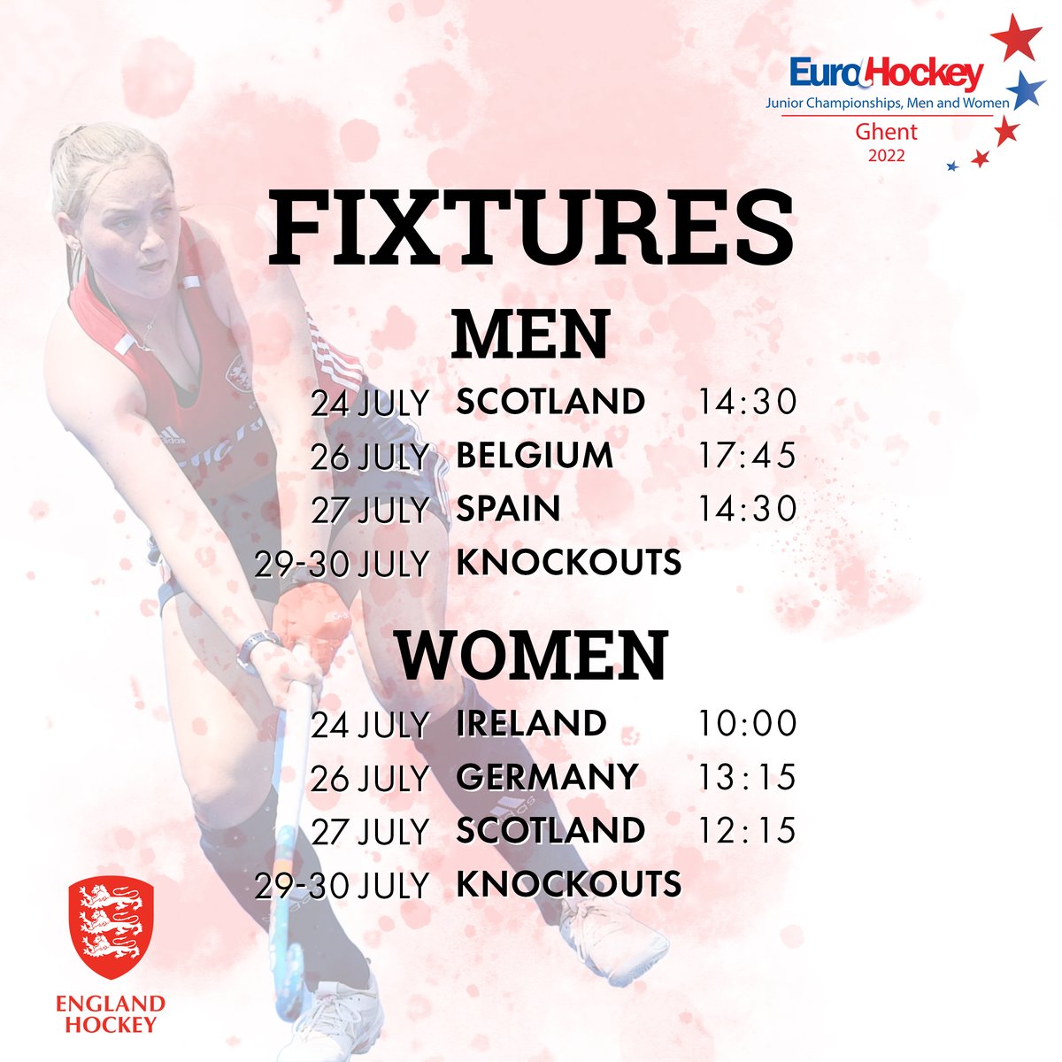 Delighted to announce our men's and women's squads for the upcoming European Junior Championships 🏴󠁧󠁢󠁥󠁮󠁧󠁿 Event takes place in Belgium from 24-30 July, all games being streamed free via @eurohockeyorg 🏑 More: eng.hockey/3yF4XEY