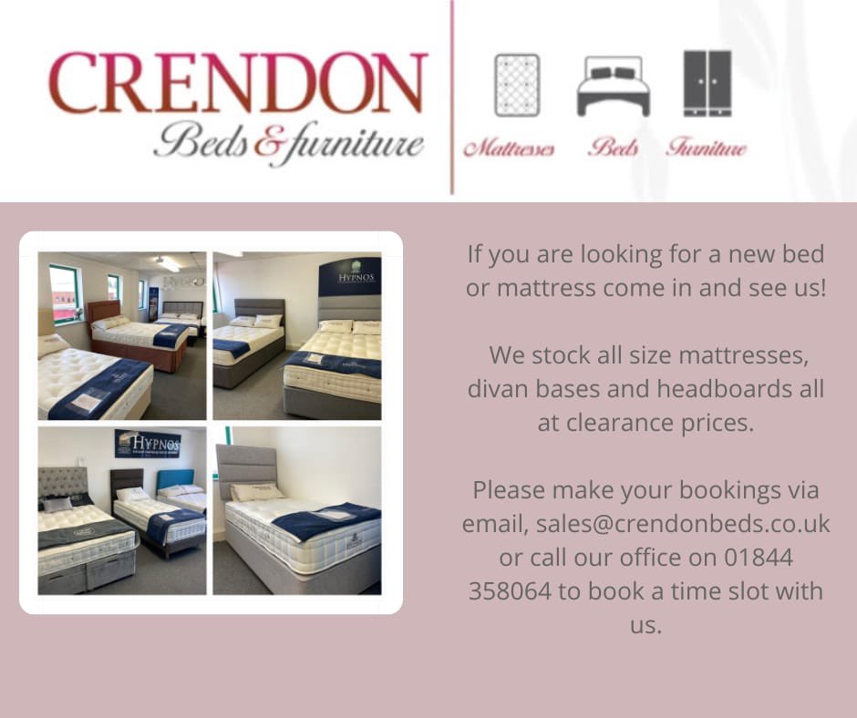 OPEN UNTIL 3pm…call in today! HIGH quality bed sets and mattresses ALL at clearance prices. VAST selection of bed sets and mattresses in our warehouse! FOLLOW US on Instagram <a href="/Crendonbeds/">Crendon Furniture Outlet</a>