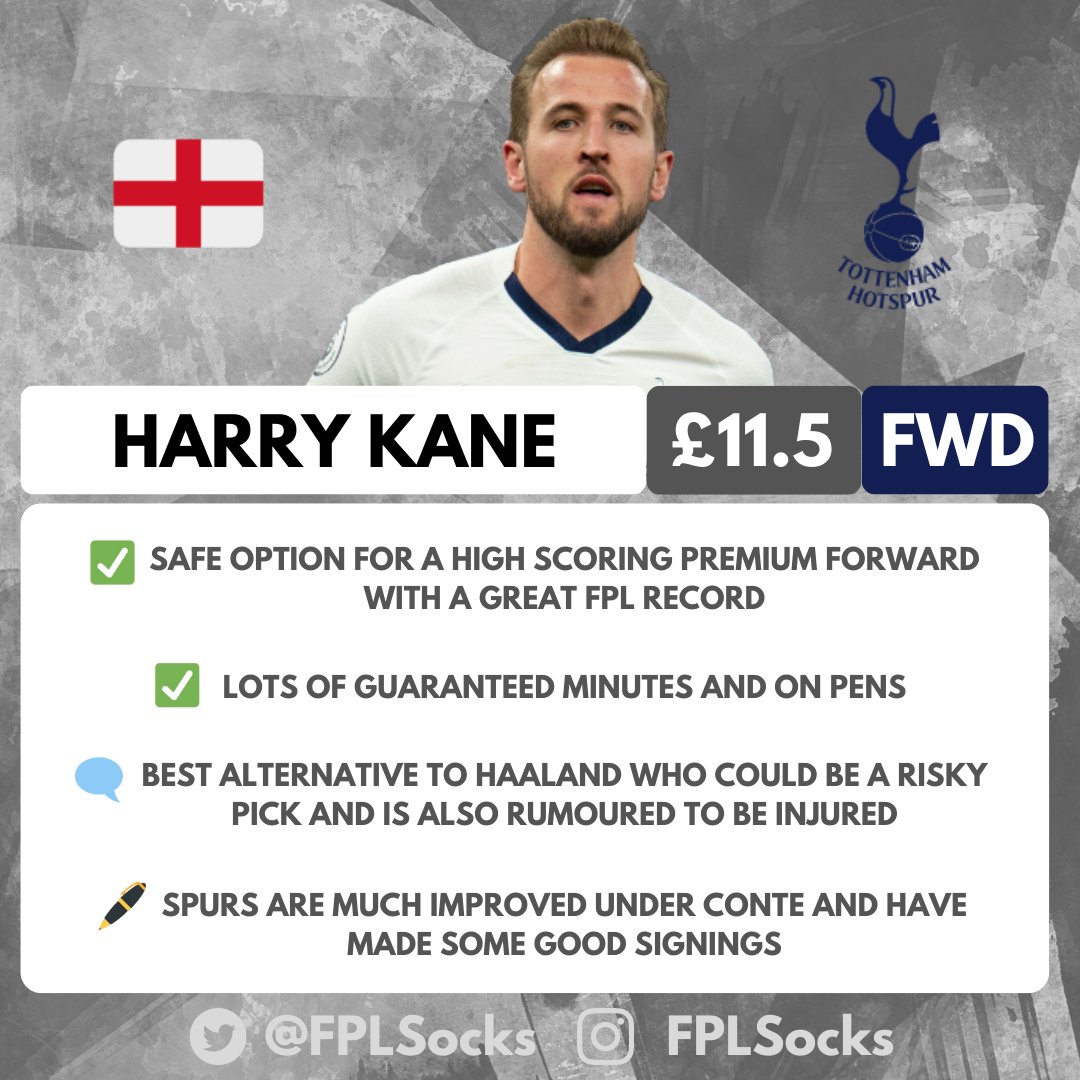FPLSocks's tweet image. 🏴󠁧󠁢󠁥󠁮󠁧󠁿 Harry Kane - a no-brainer? 🧠 Wondering if those Haaland rumors are true 🤔 #fpl #FPLCommunity #fpldraft