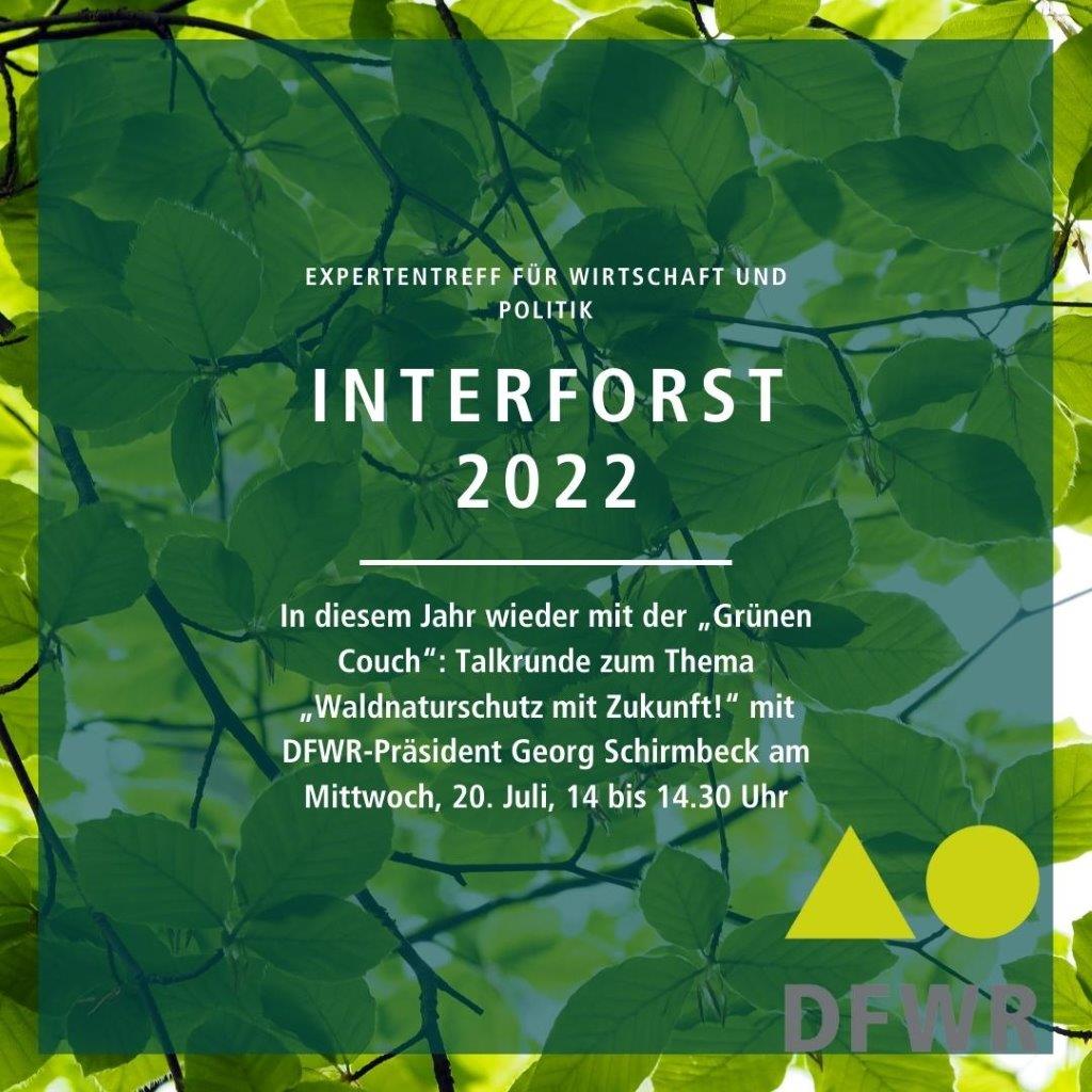 DeDFWR's tweet photo. Am Sonntag beginnt die intern. Leitmesse für Forstwirtschaft in München INTERFORST mit u.a. Diskussionsrunden wie dem Talkformat „Die Grüne Couch“. #DFWR-Präsident Georg Schirmbeck ist dort am Mittwoch zu Gast zum Thema „Waldnaturschutz mit Zukunft!“ 👉 https://t.co/h1s5dgoIr0 https://t.co/3Skb9R7lNW